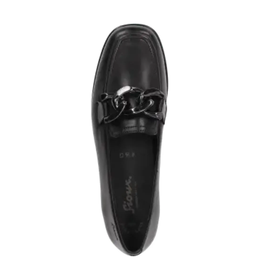 Sioux Black Leather Loafer with metal front 705