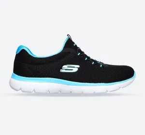 Skechers 12980 Summits Slip-On-Sport-Sneakers für Damen in weiter Passform - Schwarz/Türkis
