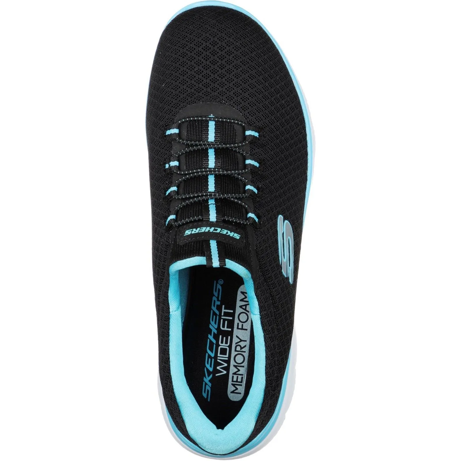 Skechers 12980 Summits Slip-On-Sport-Sneakers für Damen in weiter Passform - Schwarz/Türkis
