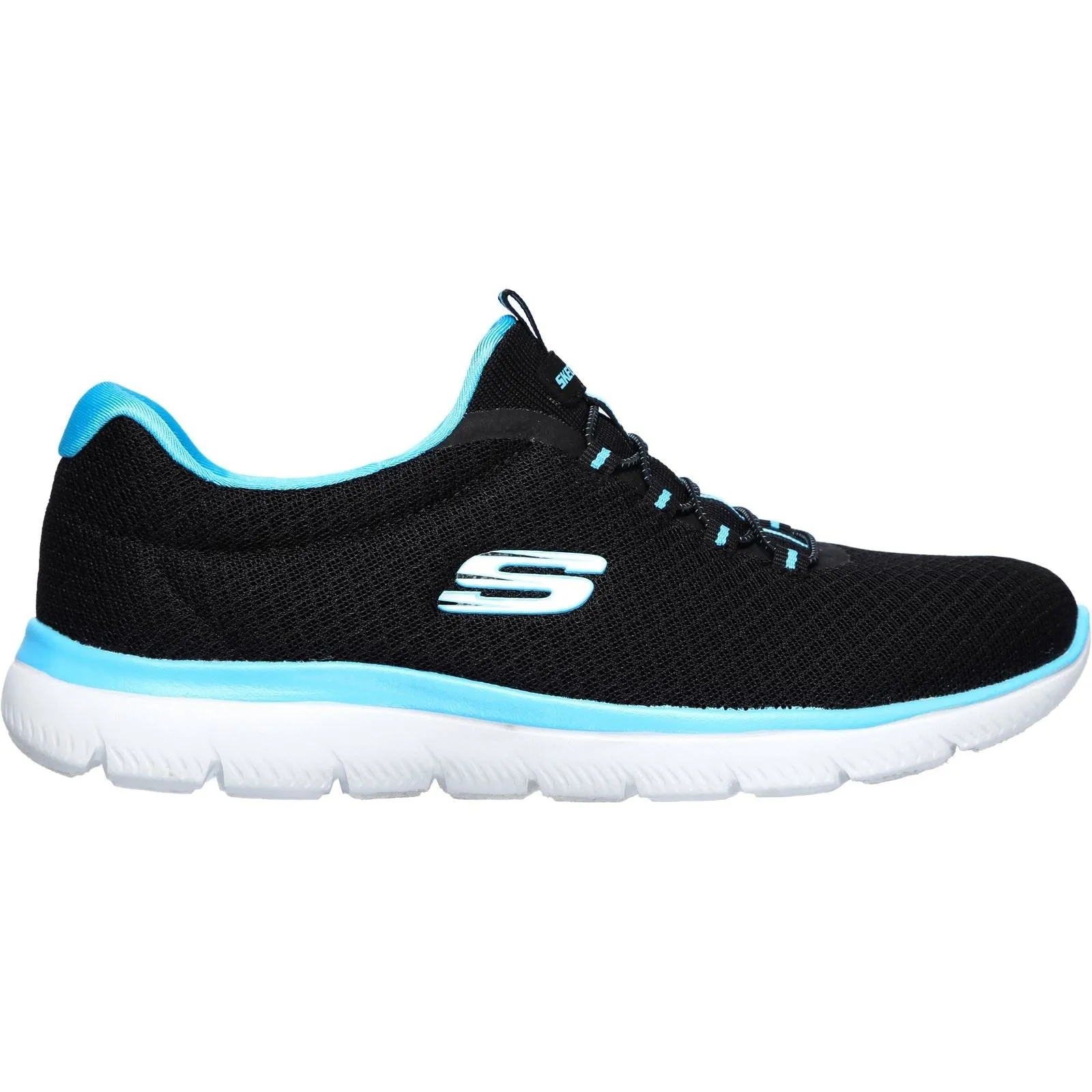 Skechers 12980 Summits Slip-On-Sport-Sneakers für Damen in weiter Passform - Schwarz/Türkis