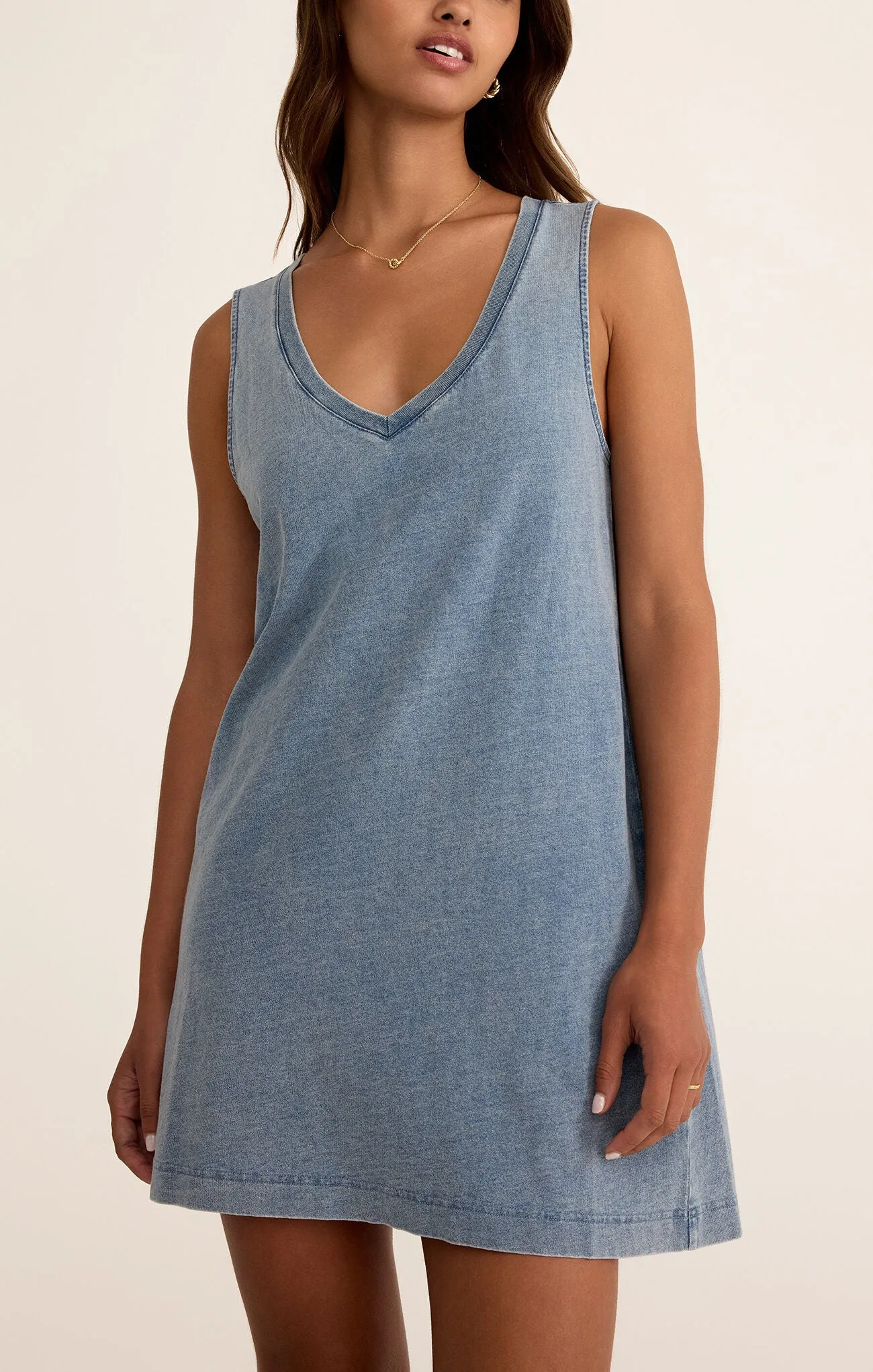 Sloane V-Neck Denim Knit Dress
