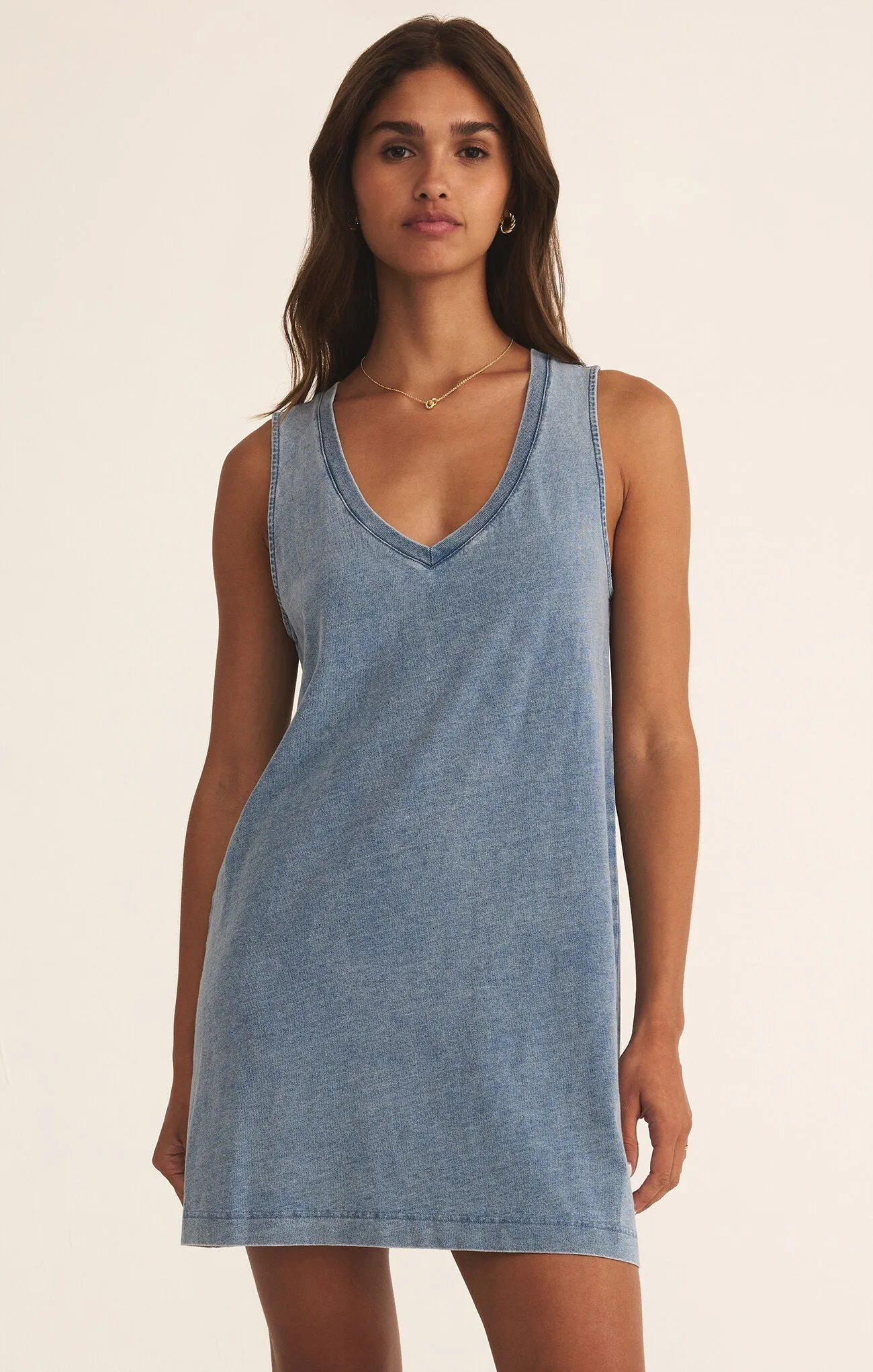 Sloane V-Neck Denim Knit Dress