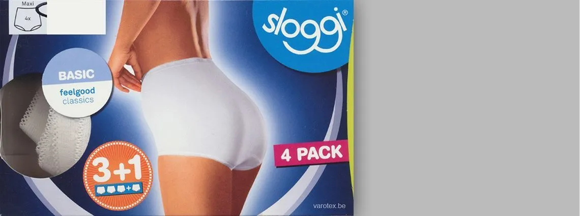 Sloggi Maxi Brief 4 Pack | Poudre / White / Black