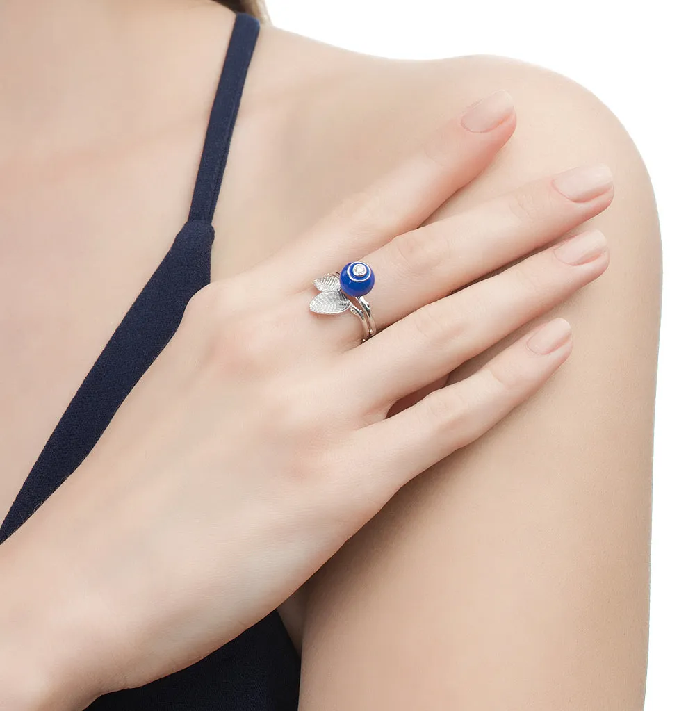 SOKOLOV - 2-In-1 Stackable Blueberry Ring - 925 Silver With Enamel And CZ, Blue