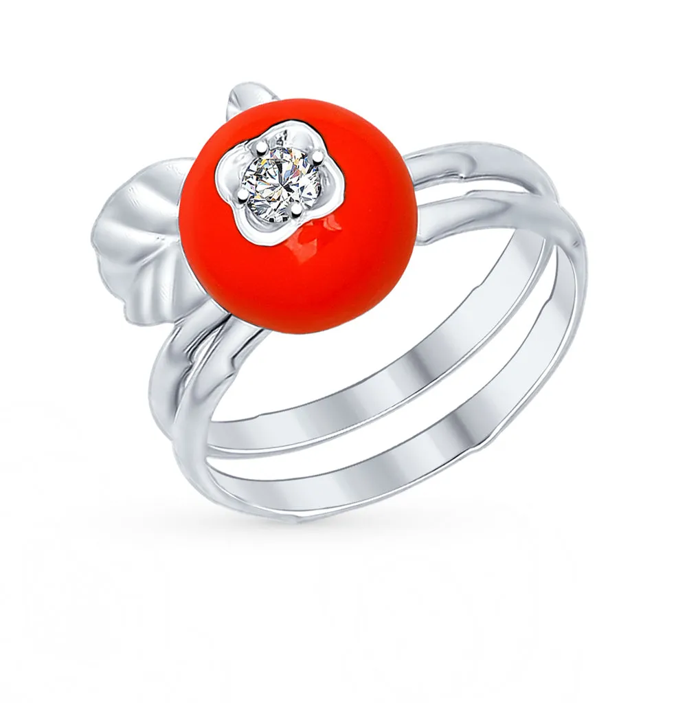 SOKOLOV - 2-In-1 Stackable Lingonberry  Ring - 925 Silver With Enamel And CZ, Blue