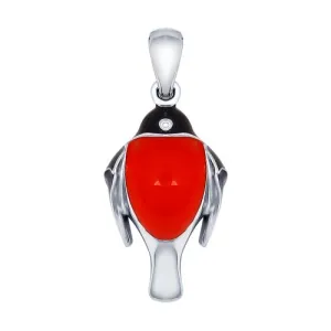 SOKOLOV - Bullfinch Big Bird Pendant - Silver 925 With Enamel, Red