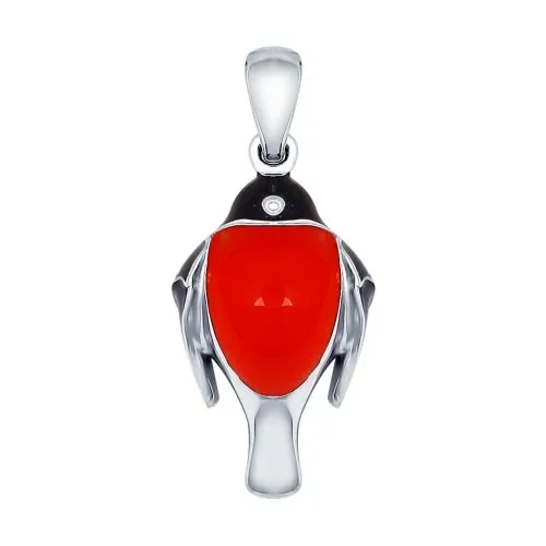 SOKOLOV - Bullfinch Big Bird Pendant - Silver 925 With Enamel, Red