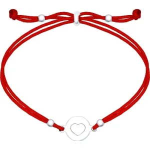 SOKOLOV - Heart Charm On A String Bracelet - Silver 925, Silk, Red