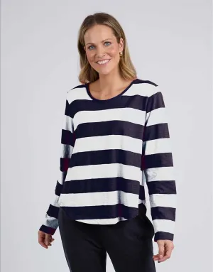 Spritz Stripe Long Sleeve Tee - Navy