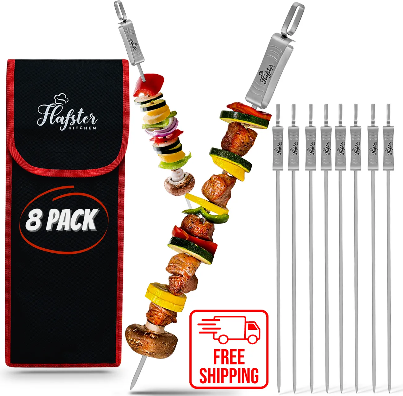 Stainless Steel Skewers for Grilling - 16 inches