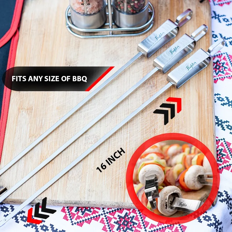 Stainless Steel Skewers for Grilling - 16 inches