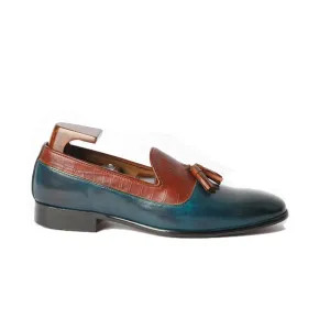 Tassel Leather Dark Teal Loafer