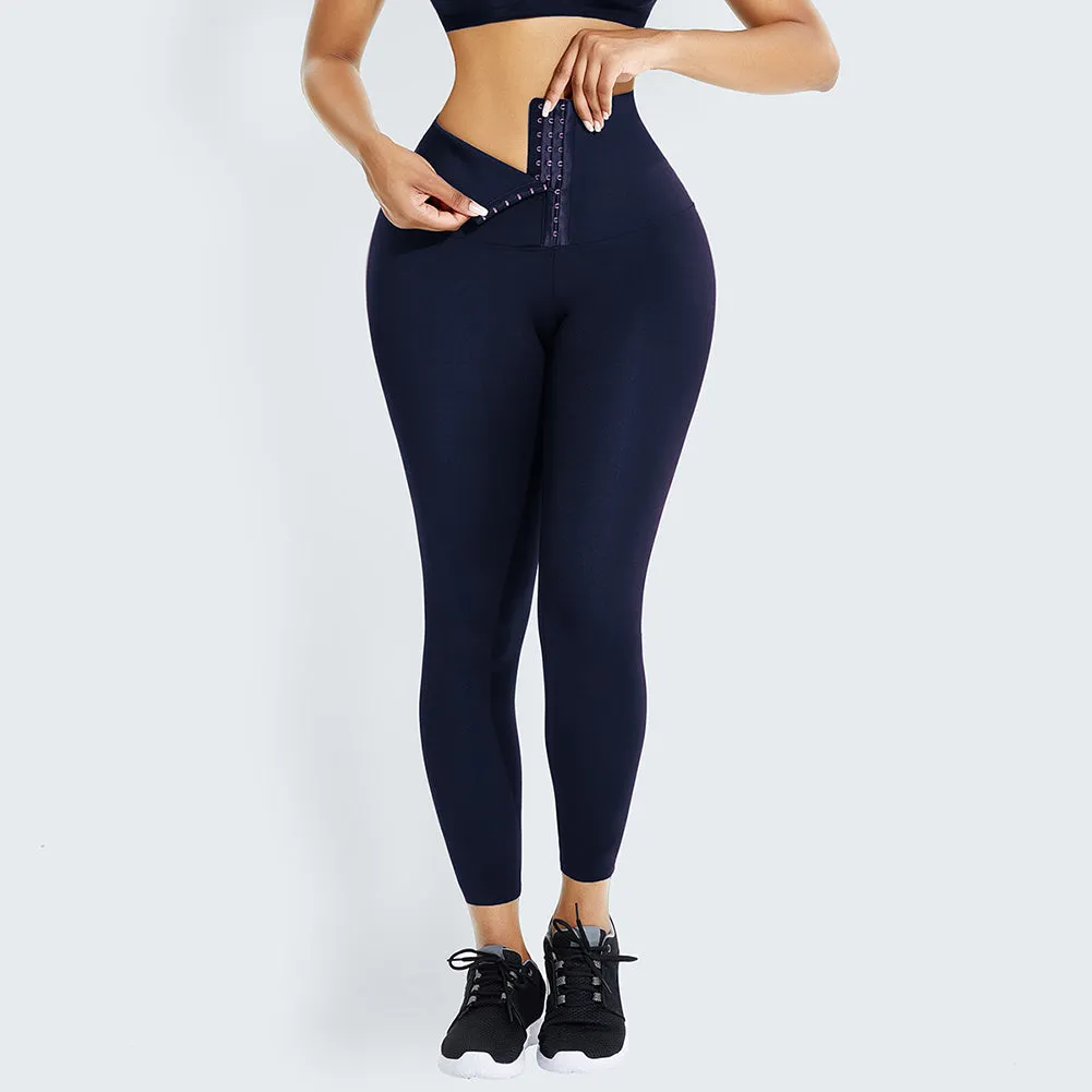 Top Selling Hooks Waist Trainer Corset Custom Leggings Women Yoga Pants Stretch High Waist Tights