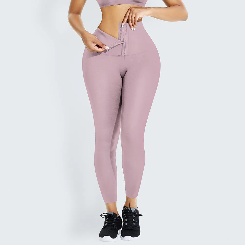 Top Selling Hooks Waist Trainer Corset Custom Leggings Women Yoga Pants Stretch High Waist Tights