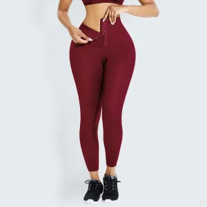 Top Selling Hooks Waist Trainer Corset Custom Leggings Women Yoga Pants Stretch High Waist Tights