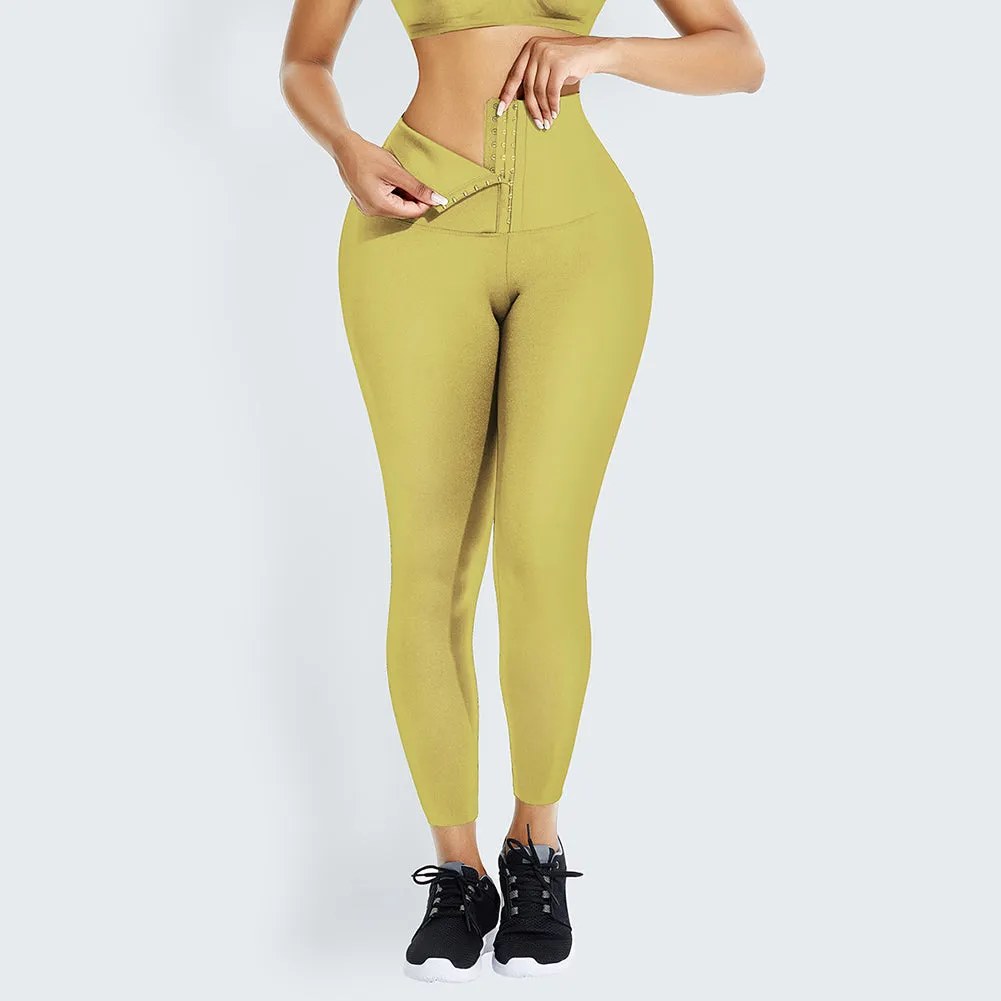 Top Selling Hooks Waist Trainer Corset Custom Leggings Women Yoga Pants Stretch High Waist Tights