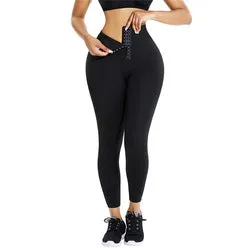 Top Selling Hooks Waist Trainer Corset Custom Leggings Women Yoga Pants Stretch High Waist Tights