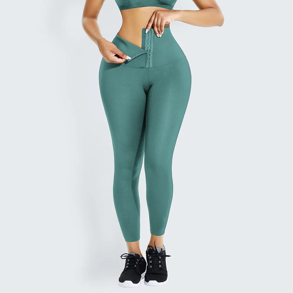 Top Selling Hooks Waist Trainer Corset Custom Leggings Women Yoga Pants Stretch High Waist Tights