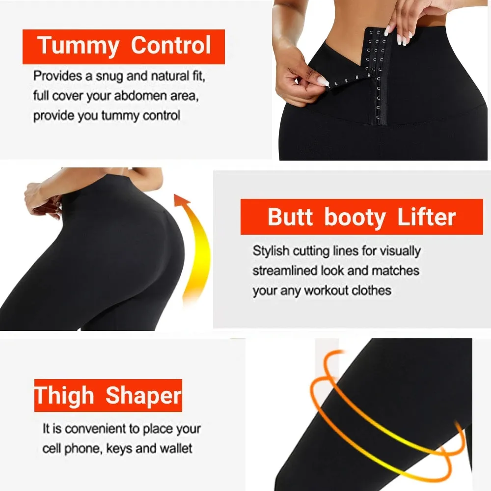 Top Selling Hooks Waist Trainer Corset Custom Leggings Women Yoga Pants Stretch High Waist Tights