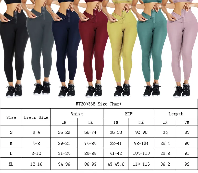 Top Selling Hooks Waist Trainer Corset Custom Leggings Women Yoga Pants Stretch High Waist Tights