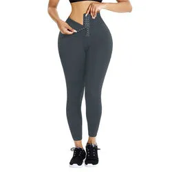 Top Selling Hooks Waist Trainer Corset Custom Leggings Women Yoga Pants Stretch High Waist Tights