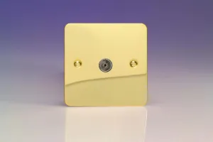 Varilight Ultra Flat Plate Polished Brass TV Socket XFV8