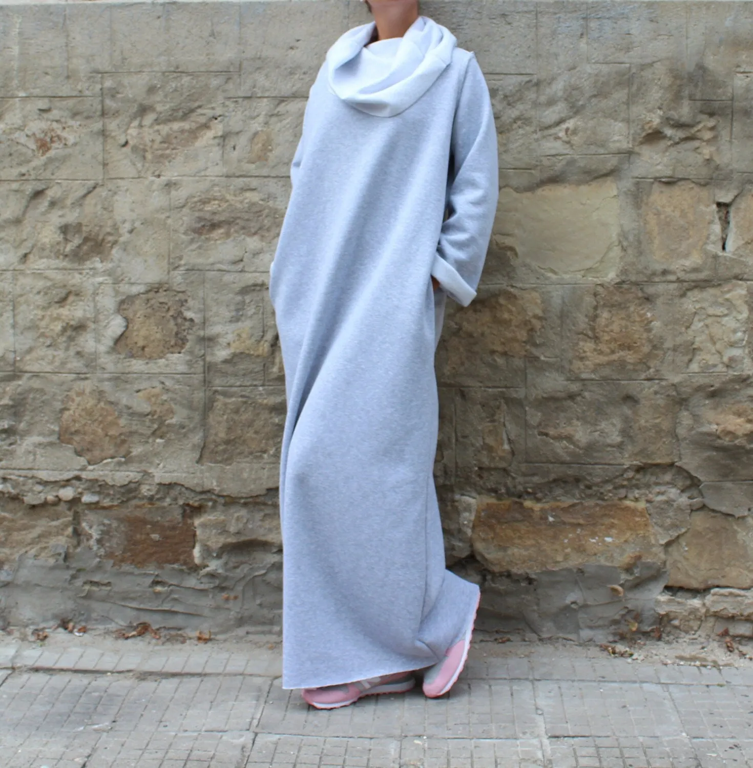 Winter Long Dress, Turtleneck Dress, Winter Loungewear, Long Sleeve Dress, Plus Size Clothing, Gray Warm Dress, Pocket Dress, Loose Dress