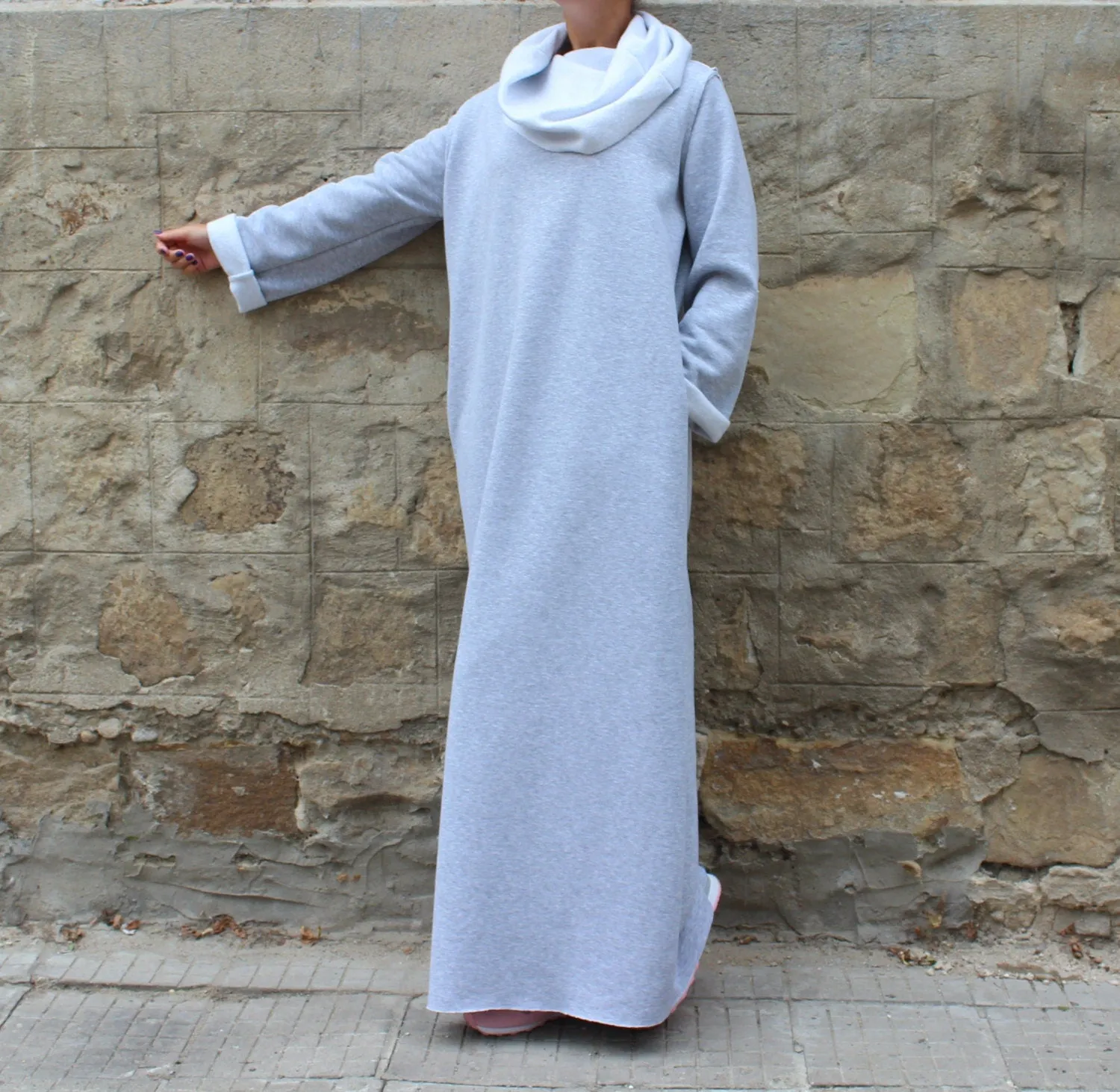 Winter Long Dress, Turtleneck Dress, Winter Loungewear, Long Sleeve Dress, Plus Size Clothing, Gray Warm Dress, Pocket Dress, Loose Dress