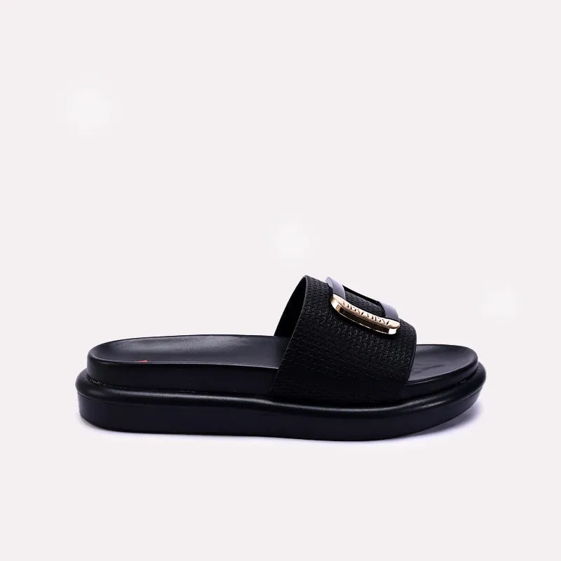 Womens Black Comfy Casual Slippers 0413333