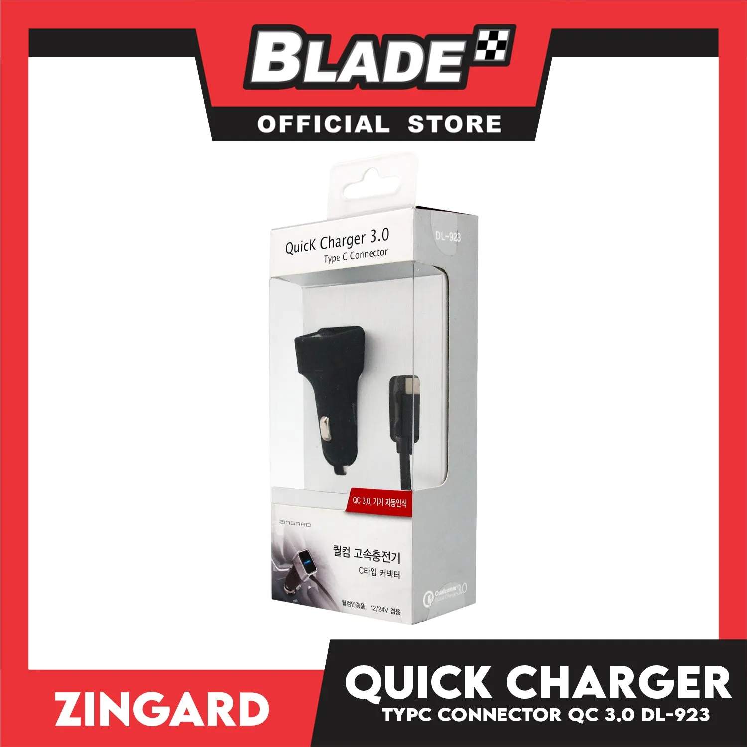 Zingard Car Charger Quick Charger 3.0 Qualcomm DL-923 3.0A Type-C for Android. Samsung, Huawei, Xiaomi, Oppo. Also compatible to other various digital devices